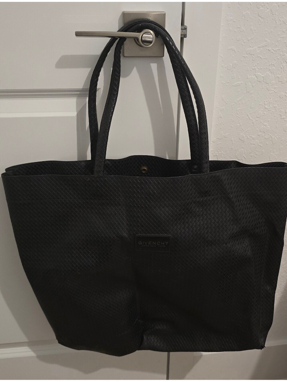 Y2K Givenchy Black Parfums black textured tote bag